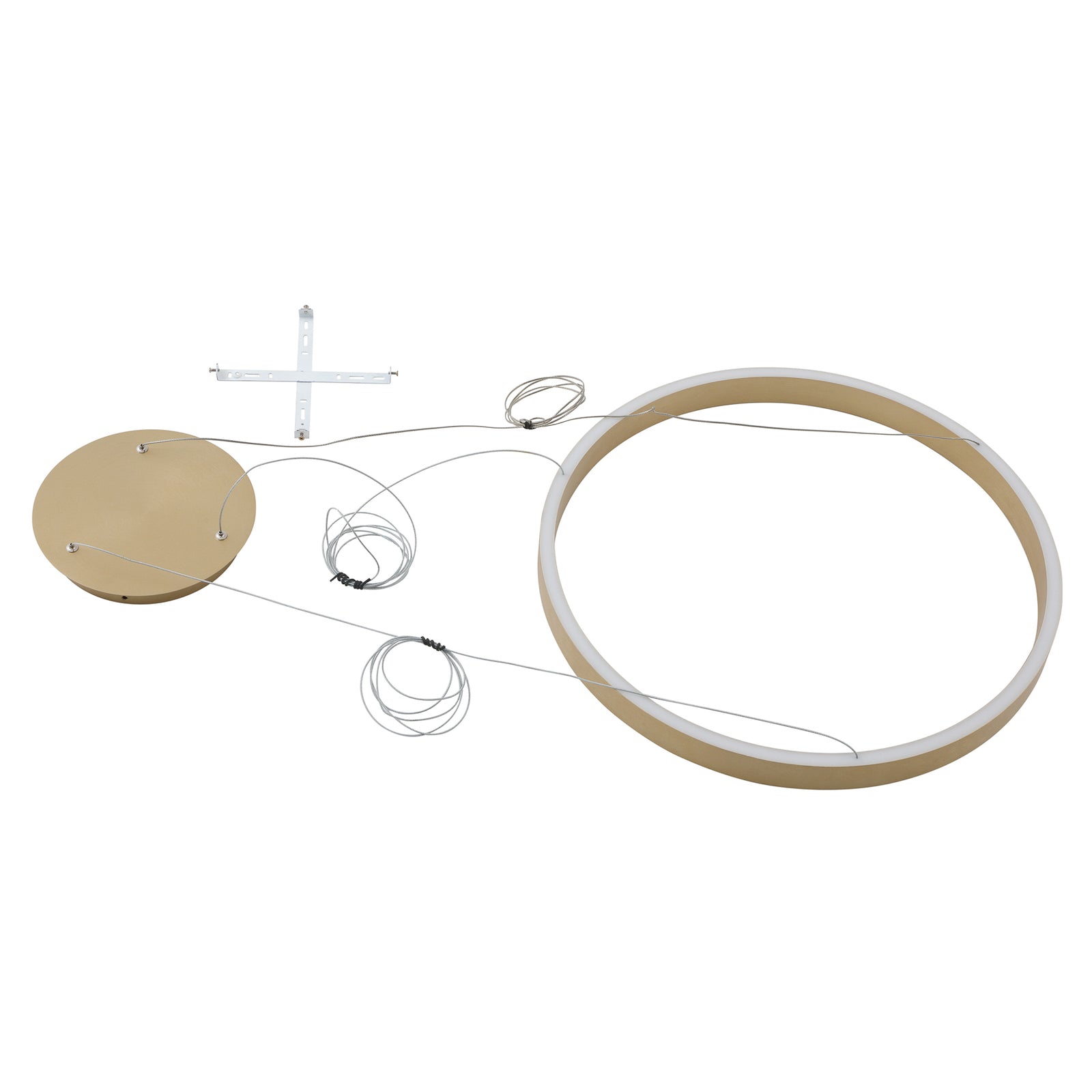 LED pendellampe Yonam dimbar CCT gull Ø60 cm 52W WiFi lampehode