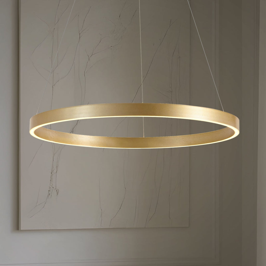 LED pendellampe Yonam gull Ø80 cm forfra