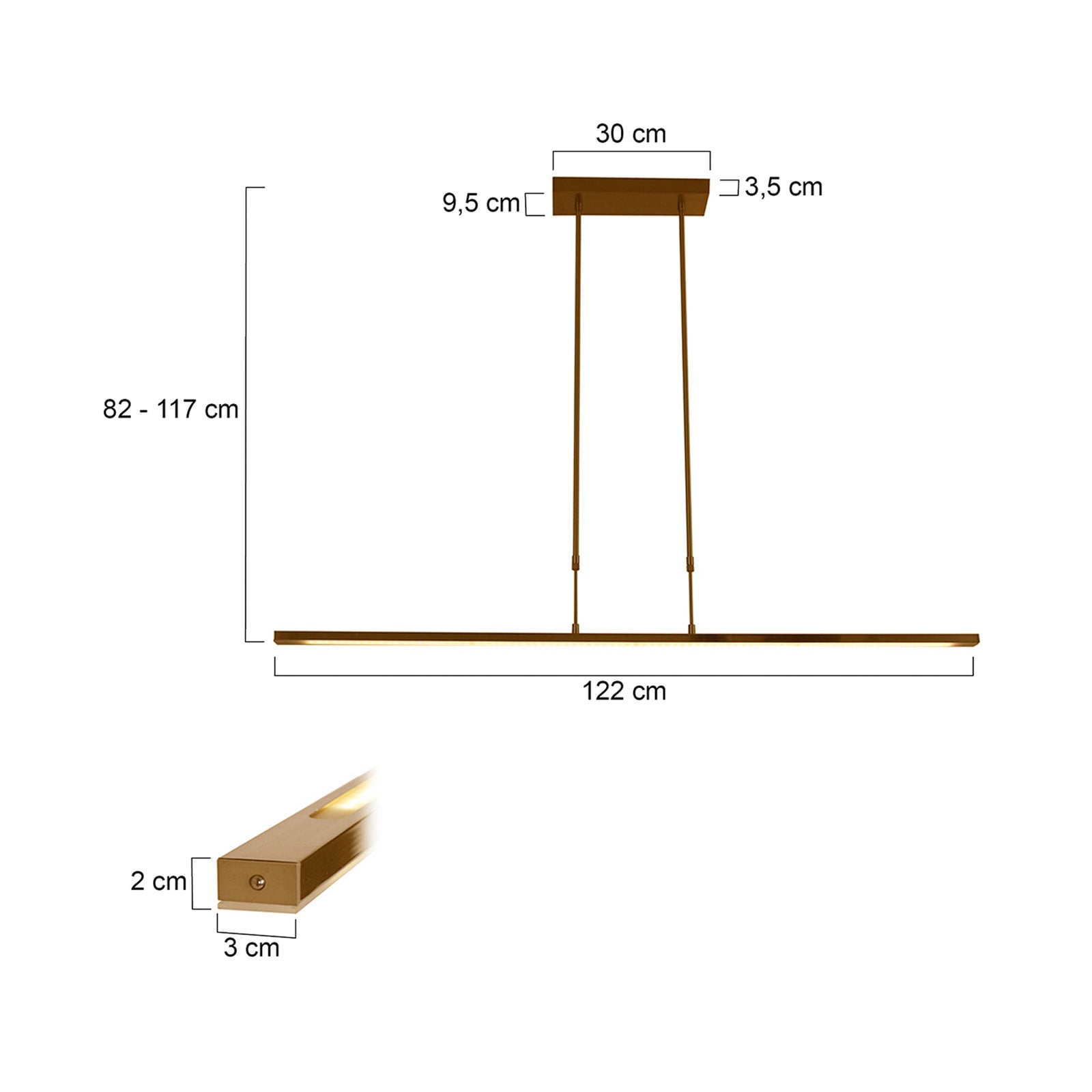 LED pendellampe Zelena bronse bakside