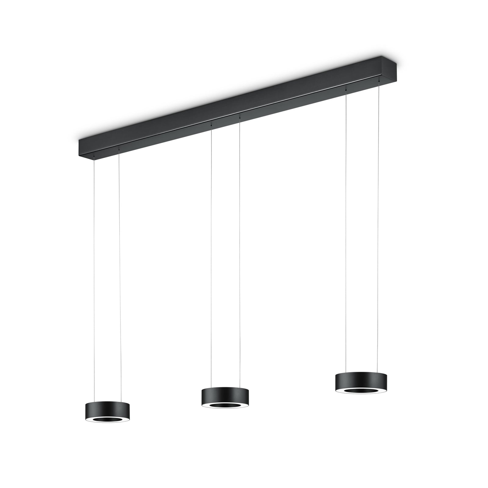 LED pendellampe Zera 6-lys svart med gestestyring 120 cm forfra