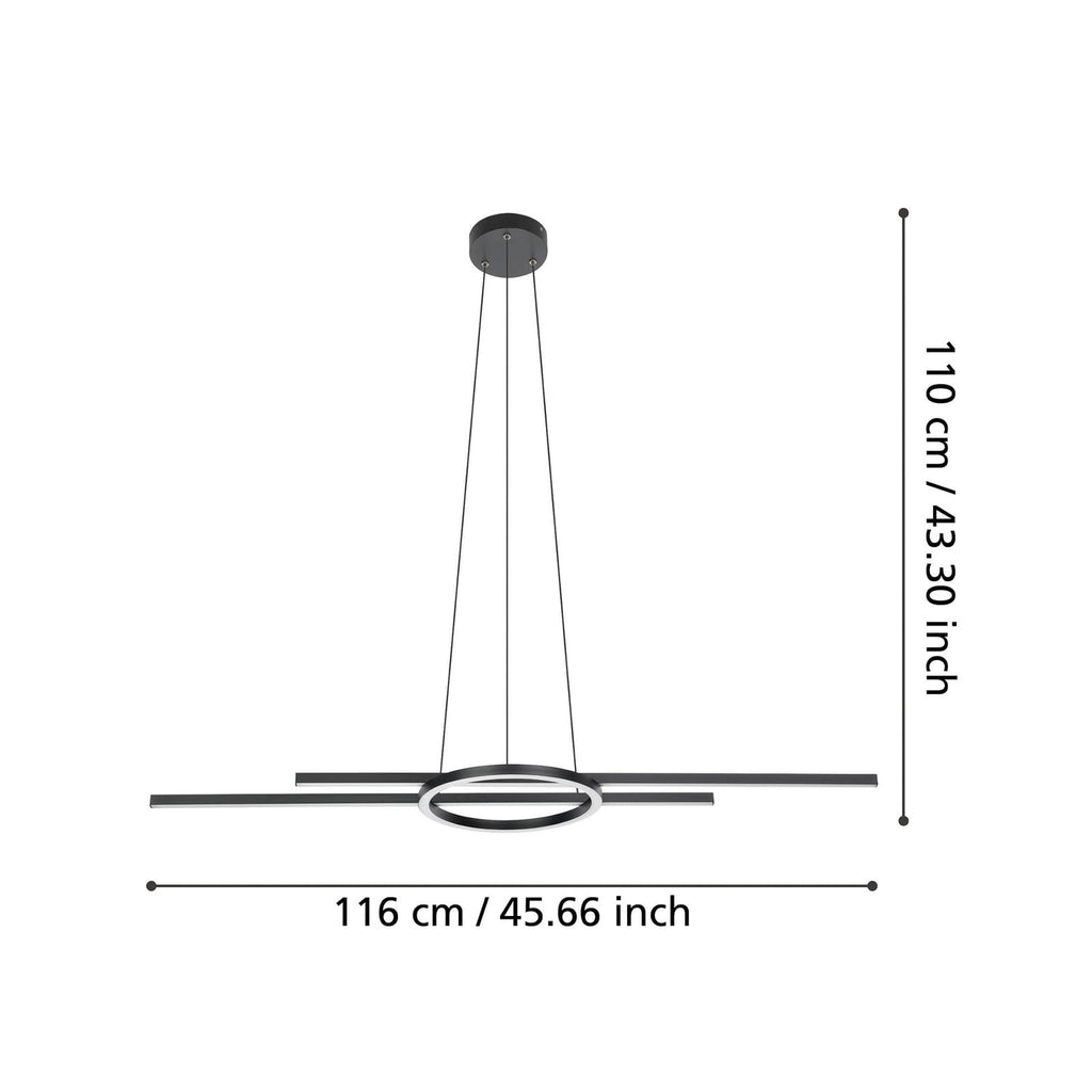 LED pendellampe Zillerio-Z dimbar svart CCT Zigbee detalj av lysarmatur