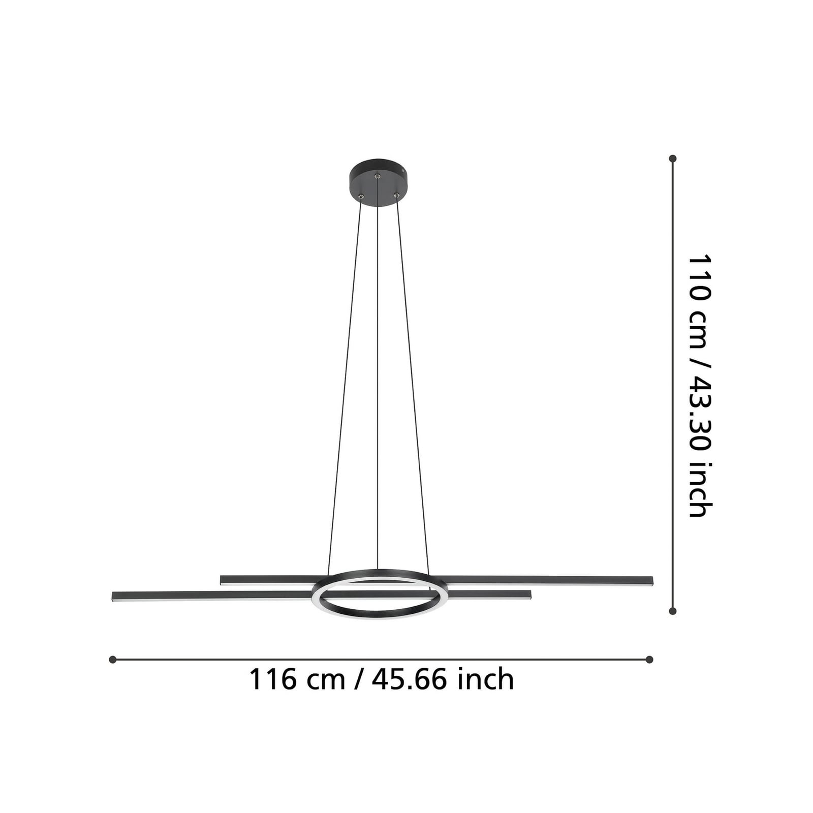 LED pendellampe Zillerio-Z dimbar svart CCT Zigbee detalj av lysarmatur