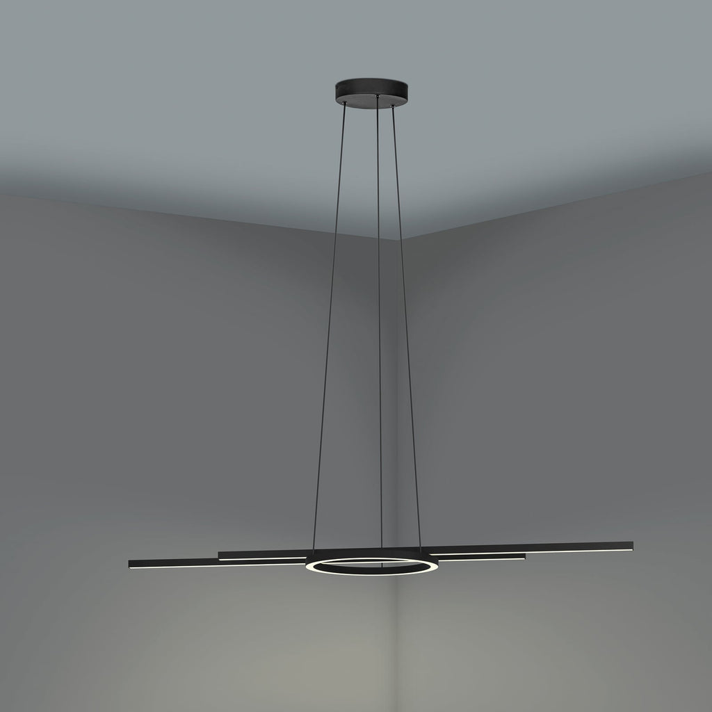 LED pendellampe Zillerio-Z dimbar svart CCT Zigbee detalj av oppheng