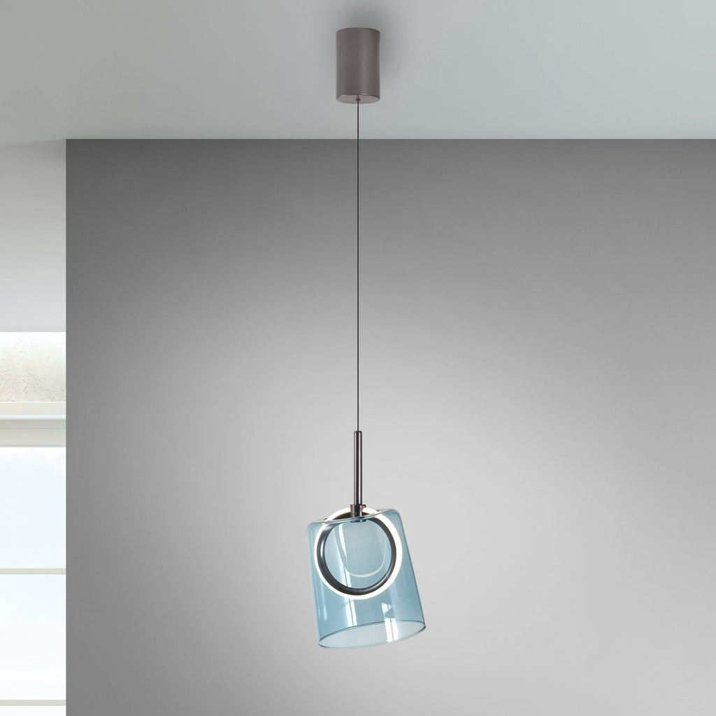 LED pendellampe Zula blått glass foran