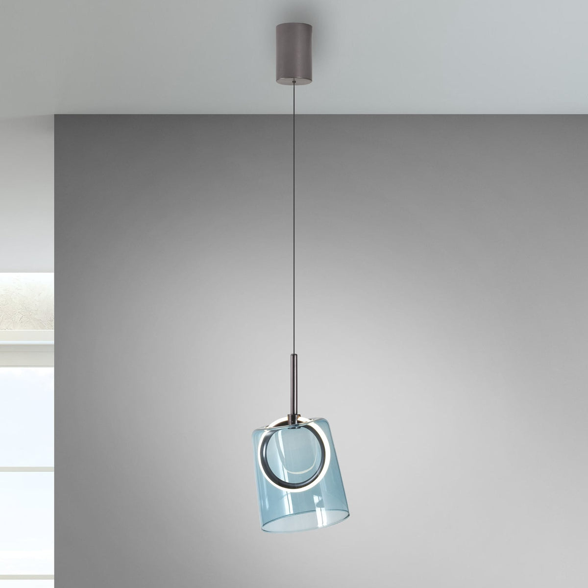 LED pendellampe Zula blått glass foran