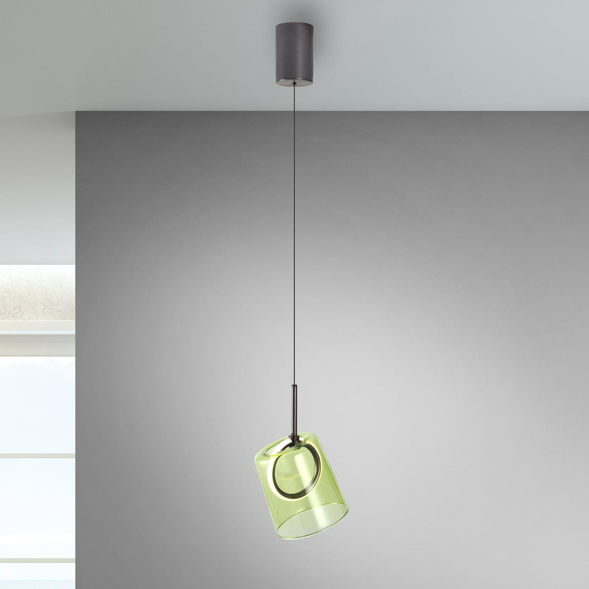 LED pendellampe Zula grønn glass forfra
