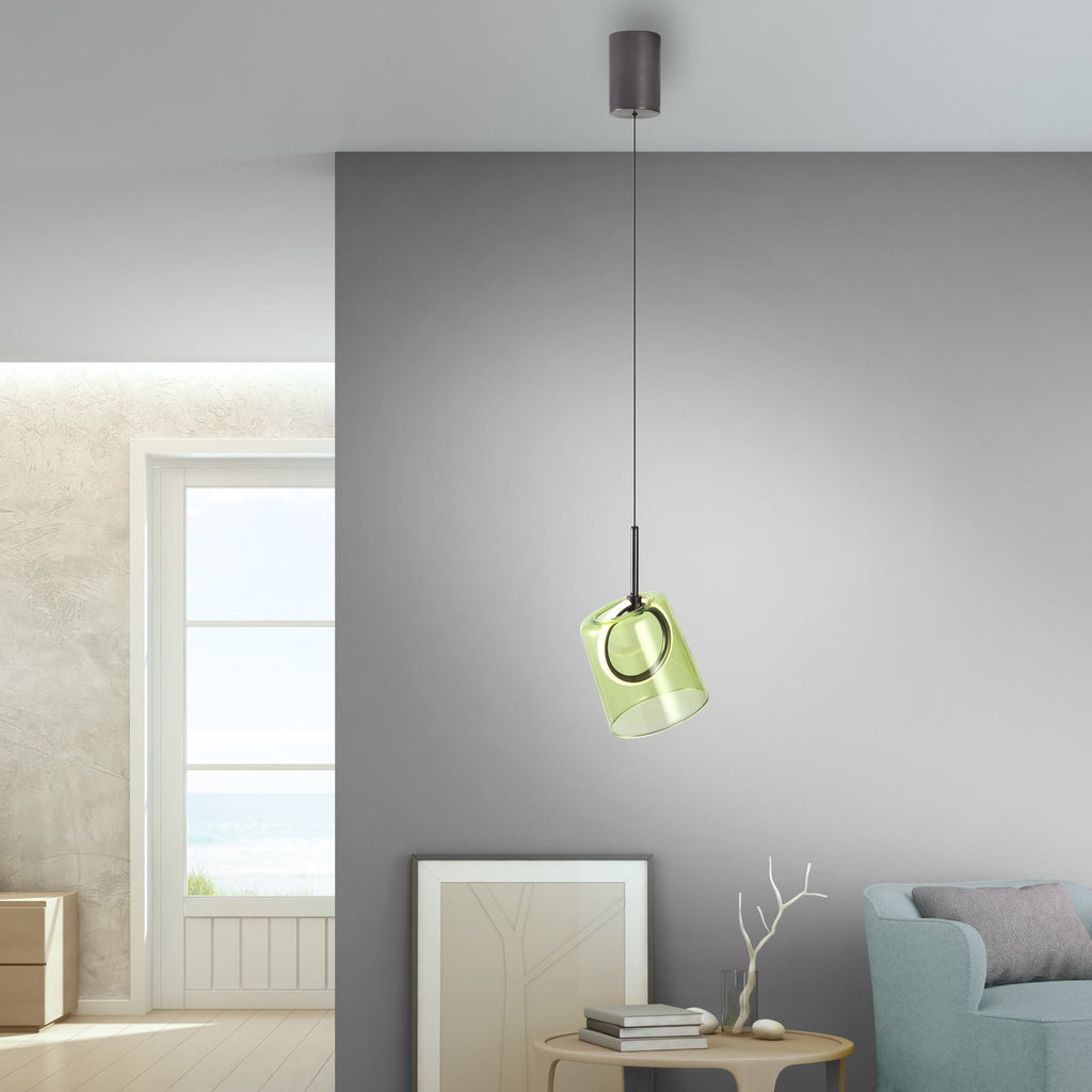 LED pendellampe Zula grønn glass bakside