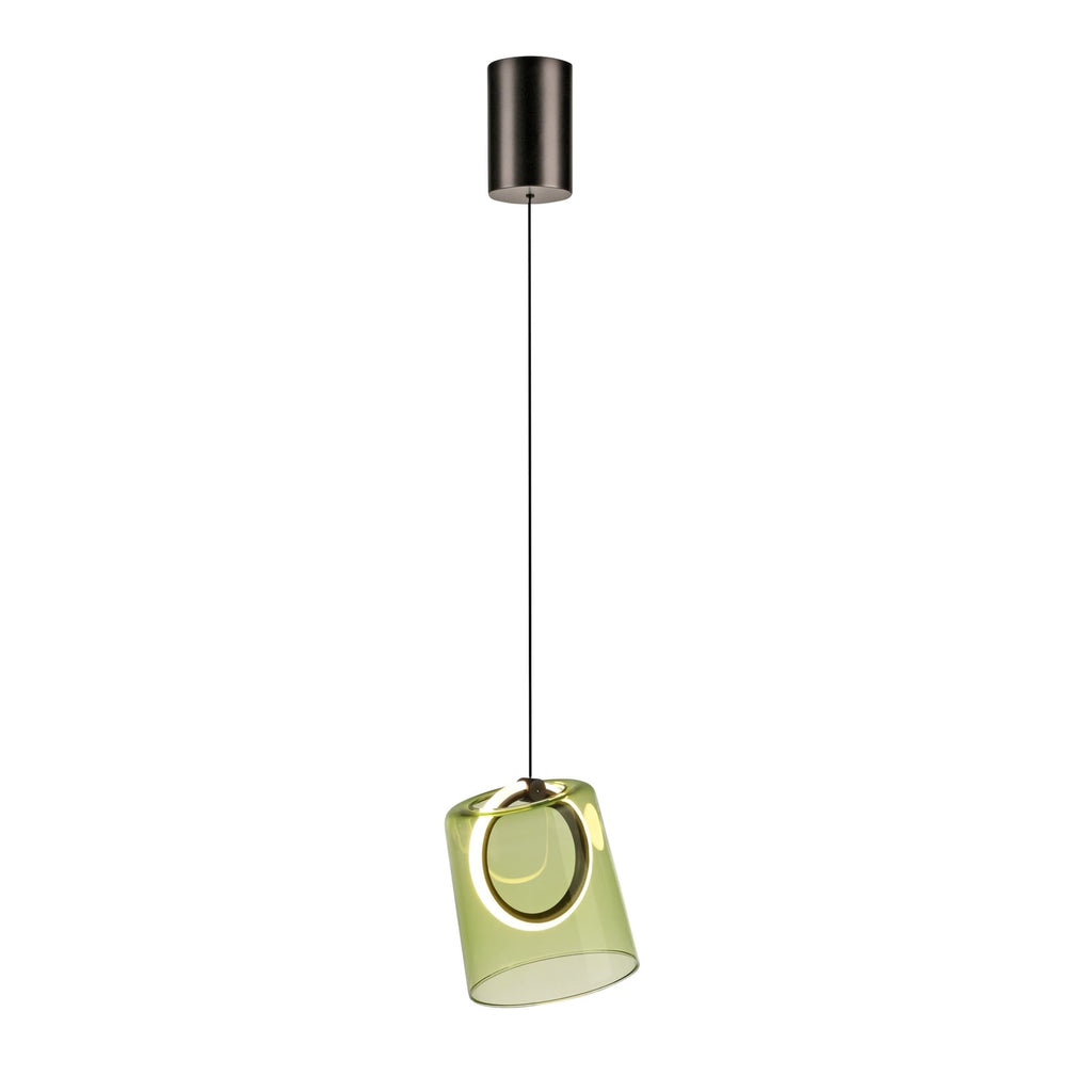 LED pendellampe Zula grønn glass detalj