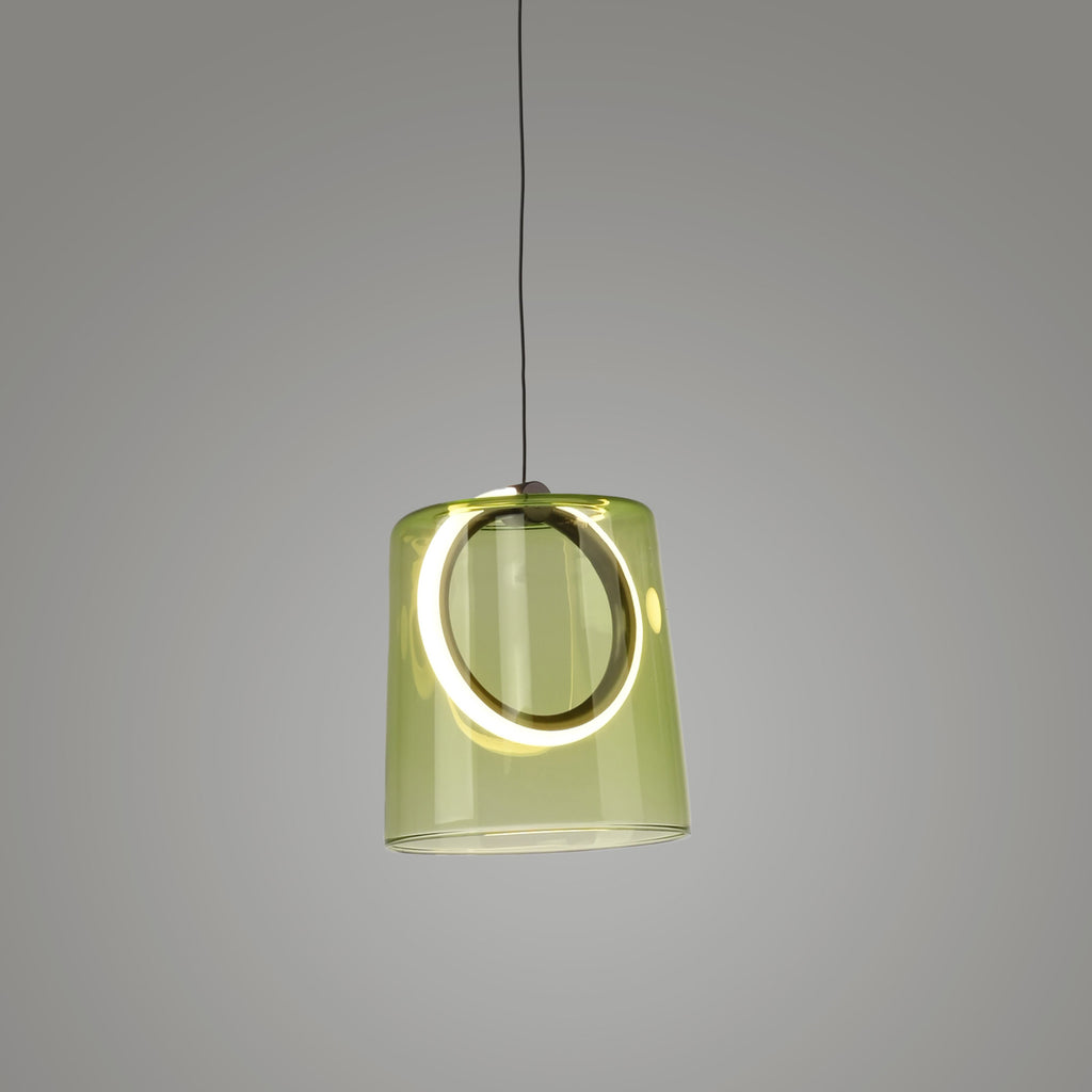 LED pendellampe Zula grønn glass nærbilde av glass