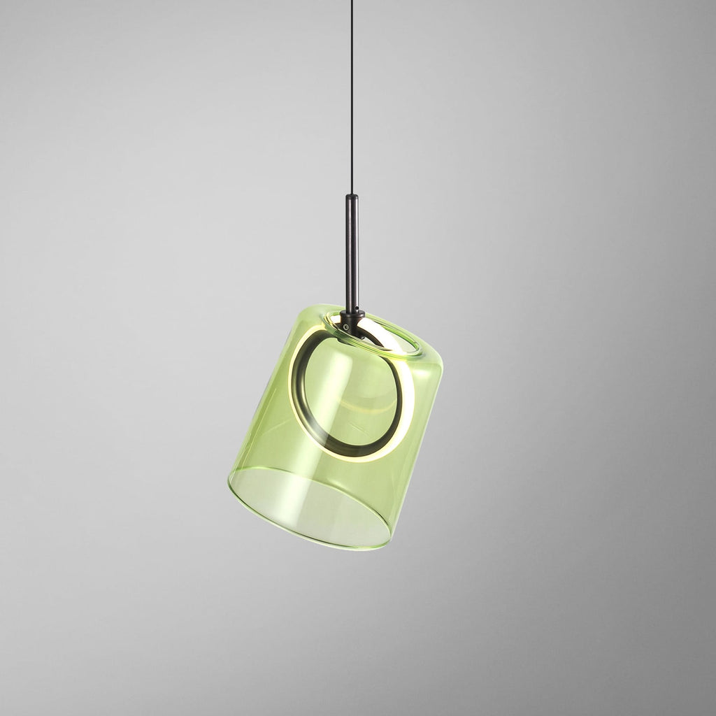 LED pendellampe Zula grønn glass høydejustering