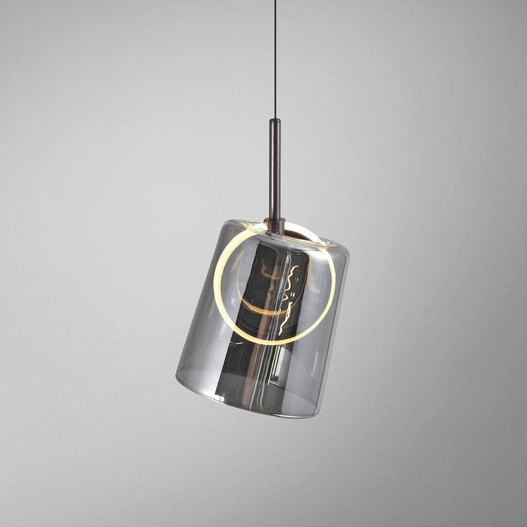 LED pendellampe Zula røykgrå glass side