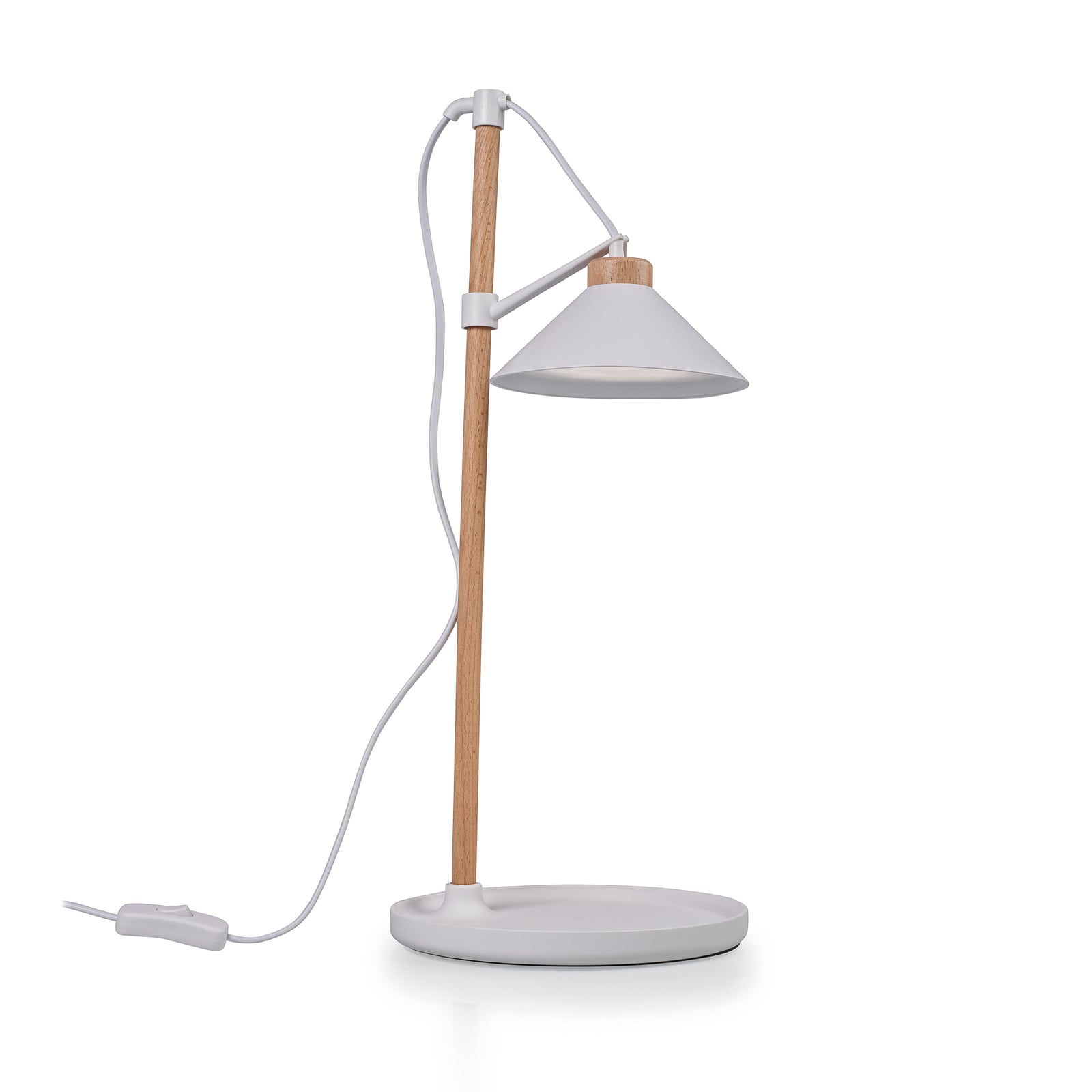 LED plantelampe ISL-60028 hvit og tre montert på bord