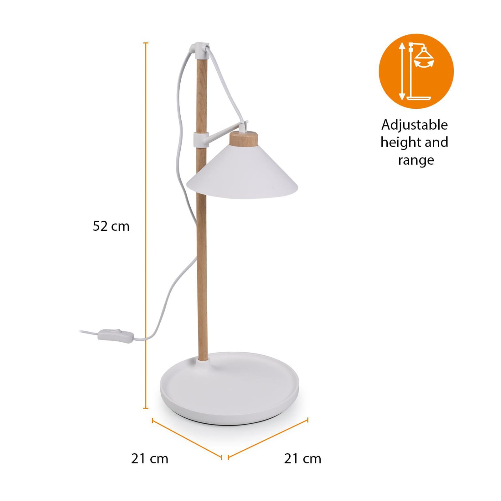 Nærbilde av LED plantelampe ISL-60028 hvit og tre