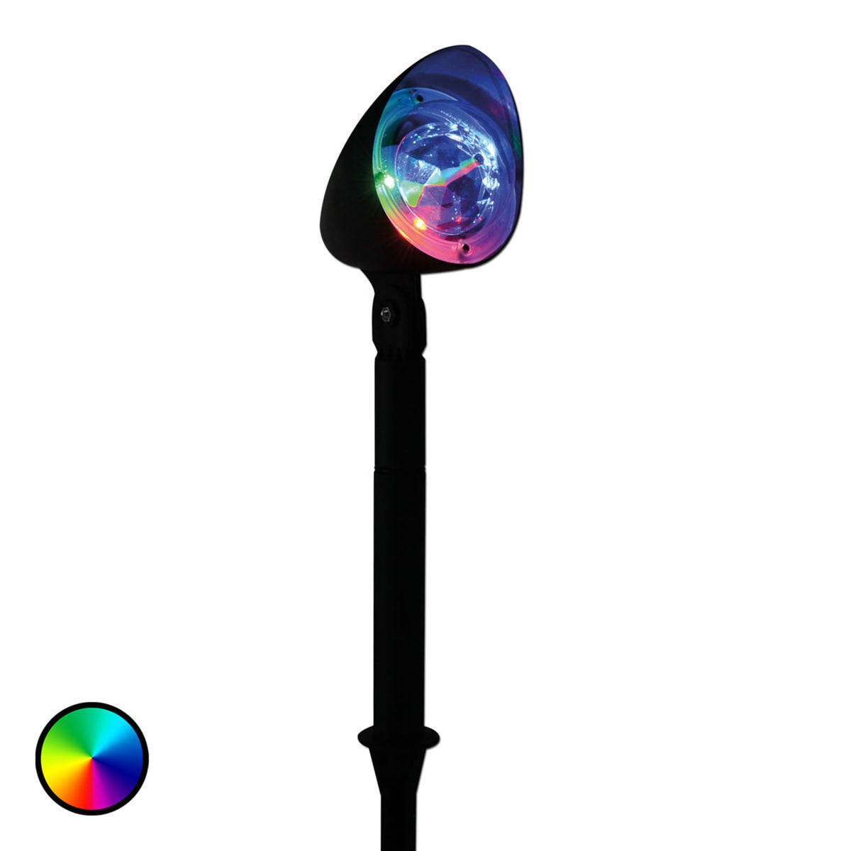 LED-projektor Disco RGB roterende lyseffekt IP44 - Näve forfra