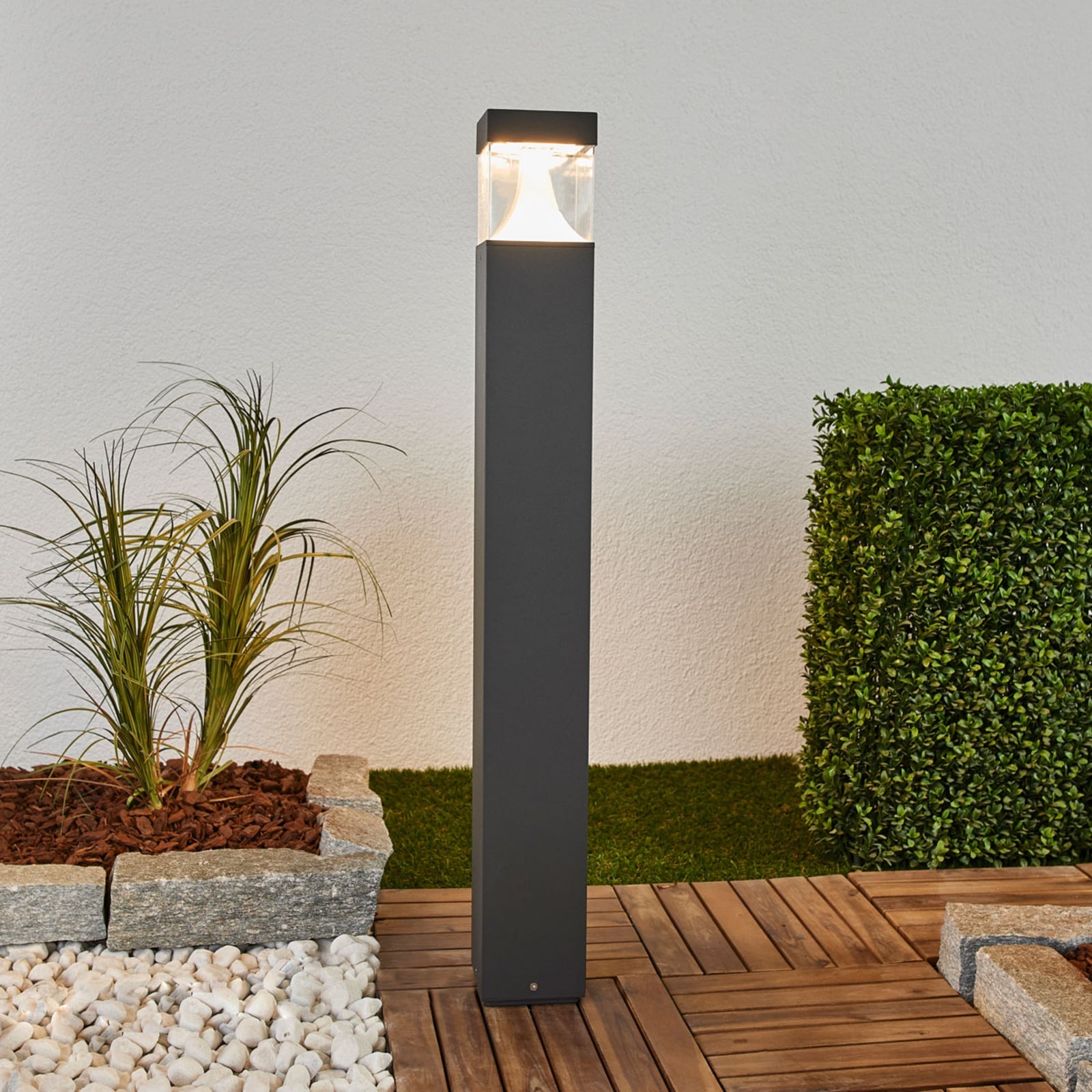 LED pullertlys Egon grafittgrå aluminium 90 cm IP54 detalj