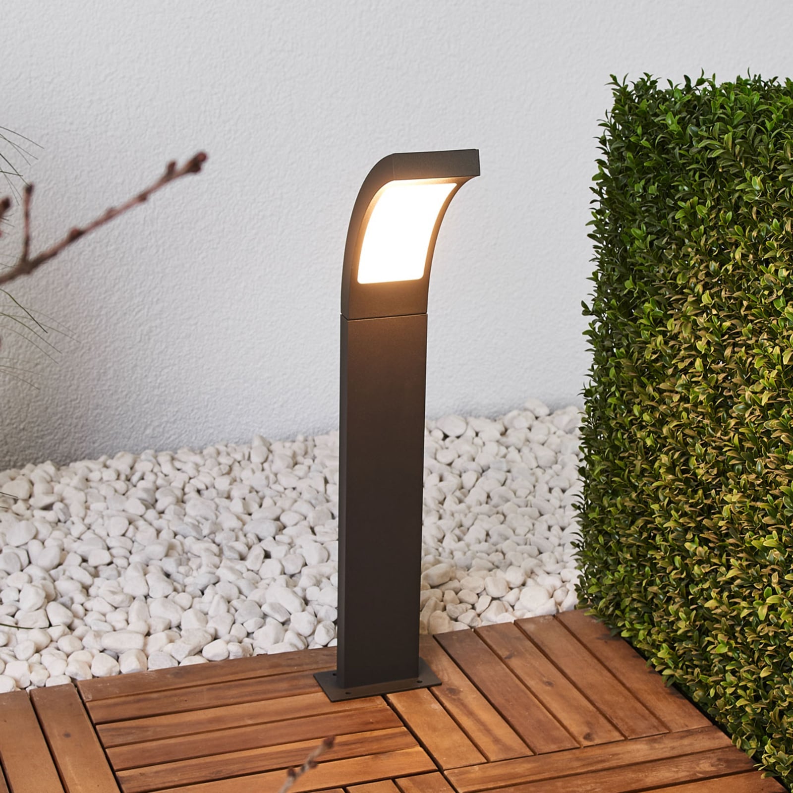 LED pullertlys Juvia antrasitt 60 cm forfra
