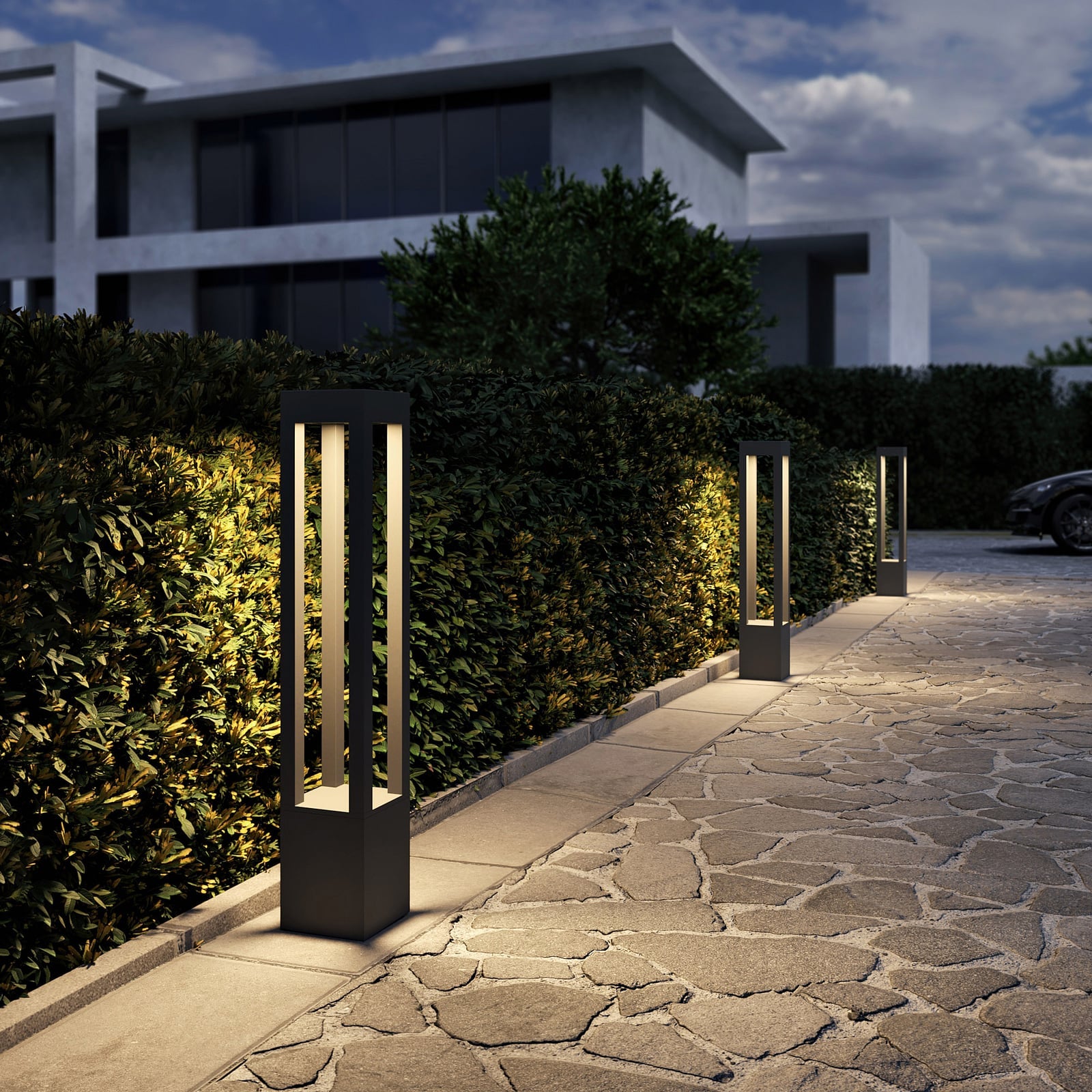 LED pullertlys Lienna aluminium 90 cm mørkegrå IP65 forfra