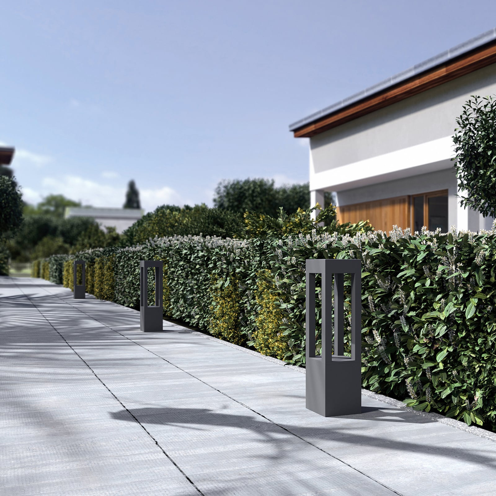 LED pullertlys Lienna mørkegrå aluminium 60 cm IP65 forfra
