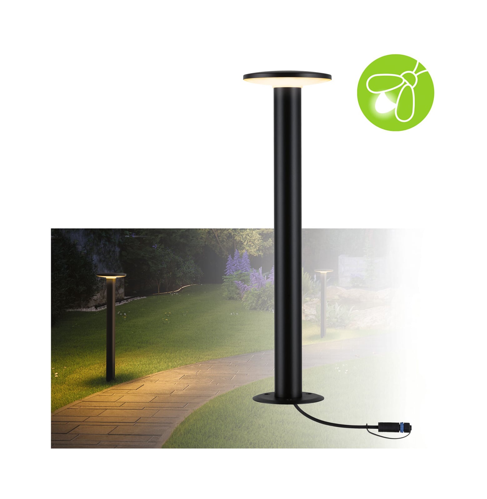 LED pullertlys Plate dimbar antrasitt 2200K IP44 Paulmann forfra
