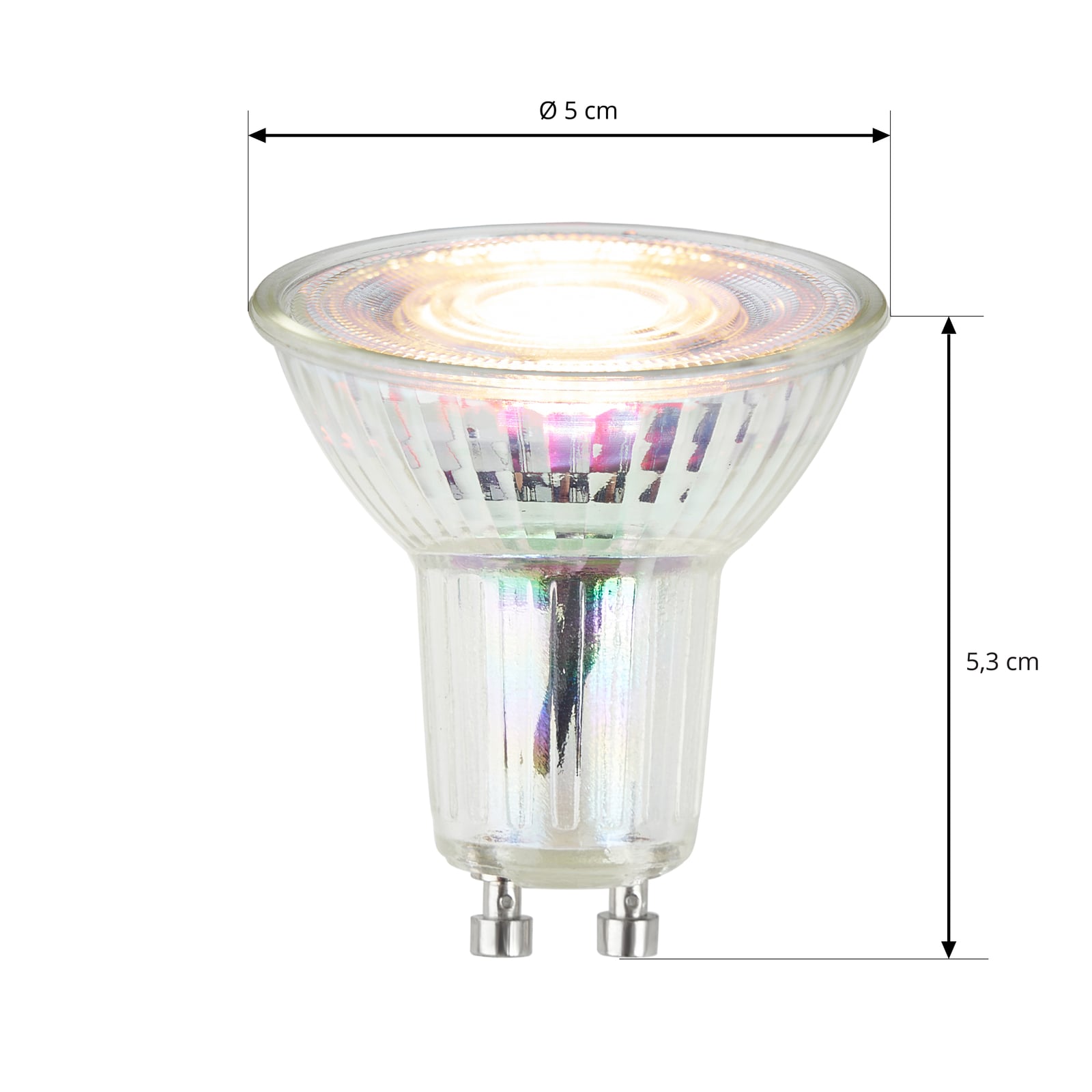Detalj av LED-reflektor GU10 3W klar glass 36° varmhvit