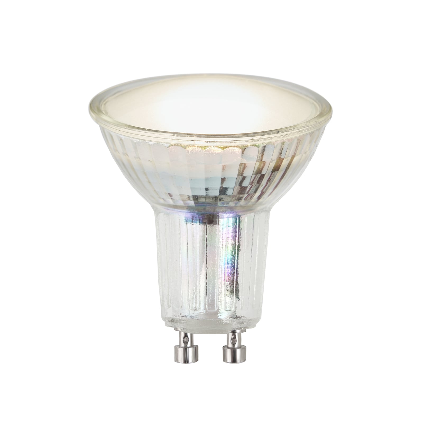 LED-reflektor GU10 4,5W klar glass 120° varmhvit forfra