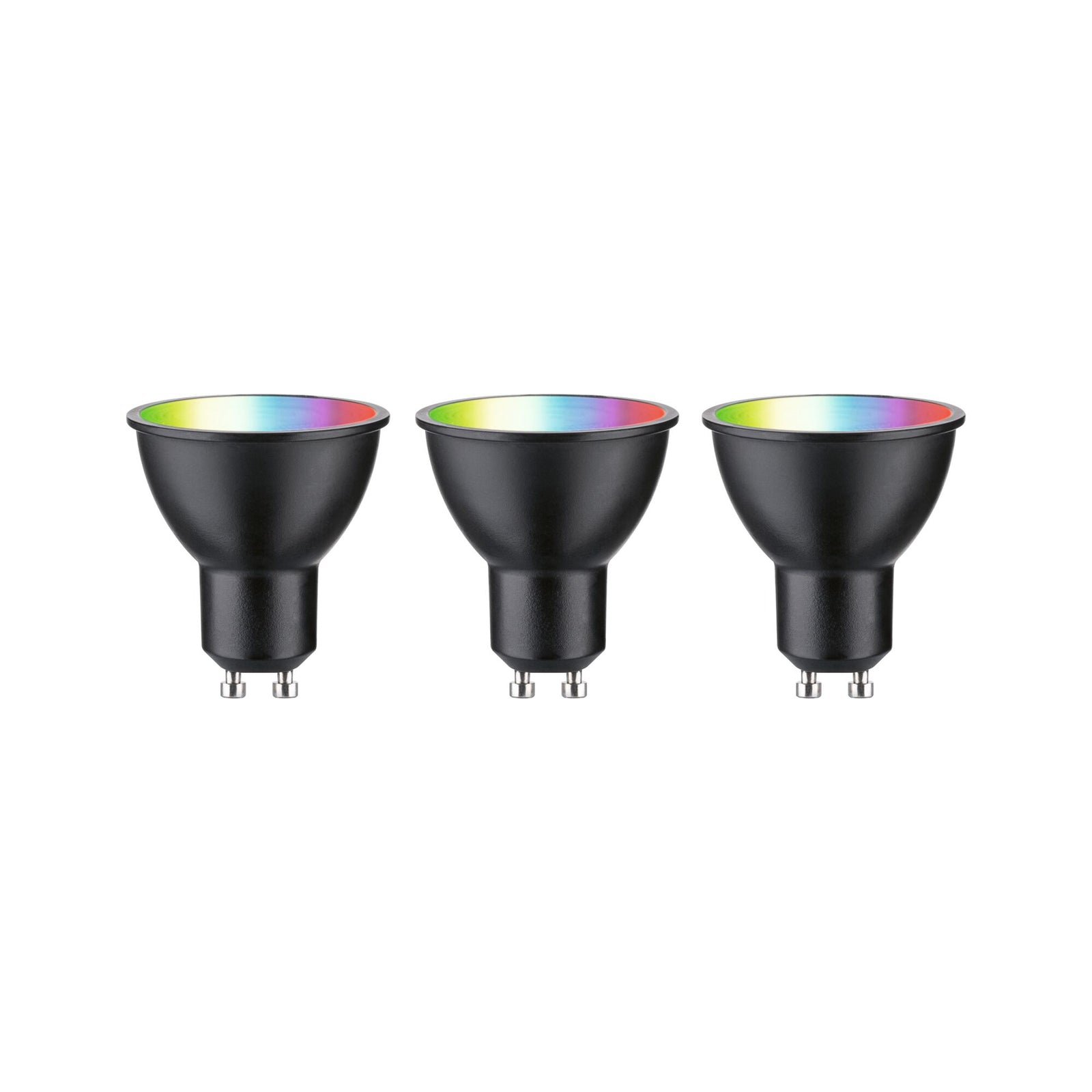 LED reflektor GU10 4,8W 350lm Zigbee RGBW 3-pakning svart bakside