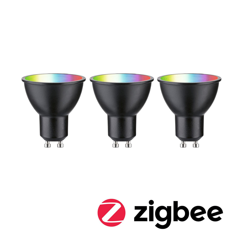 LED reflektor GU10 4,8W 350lm Zigbee RGBW lysfarge eksempel