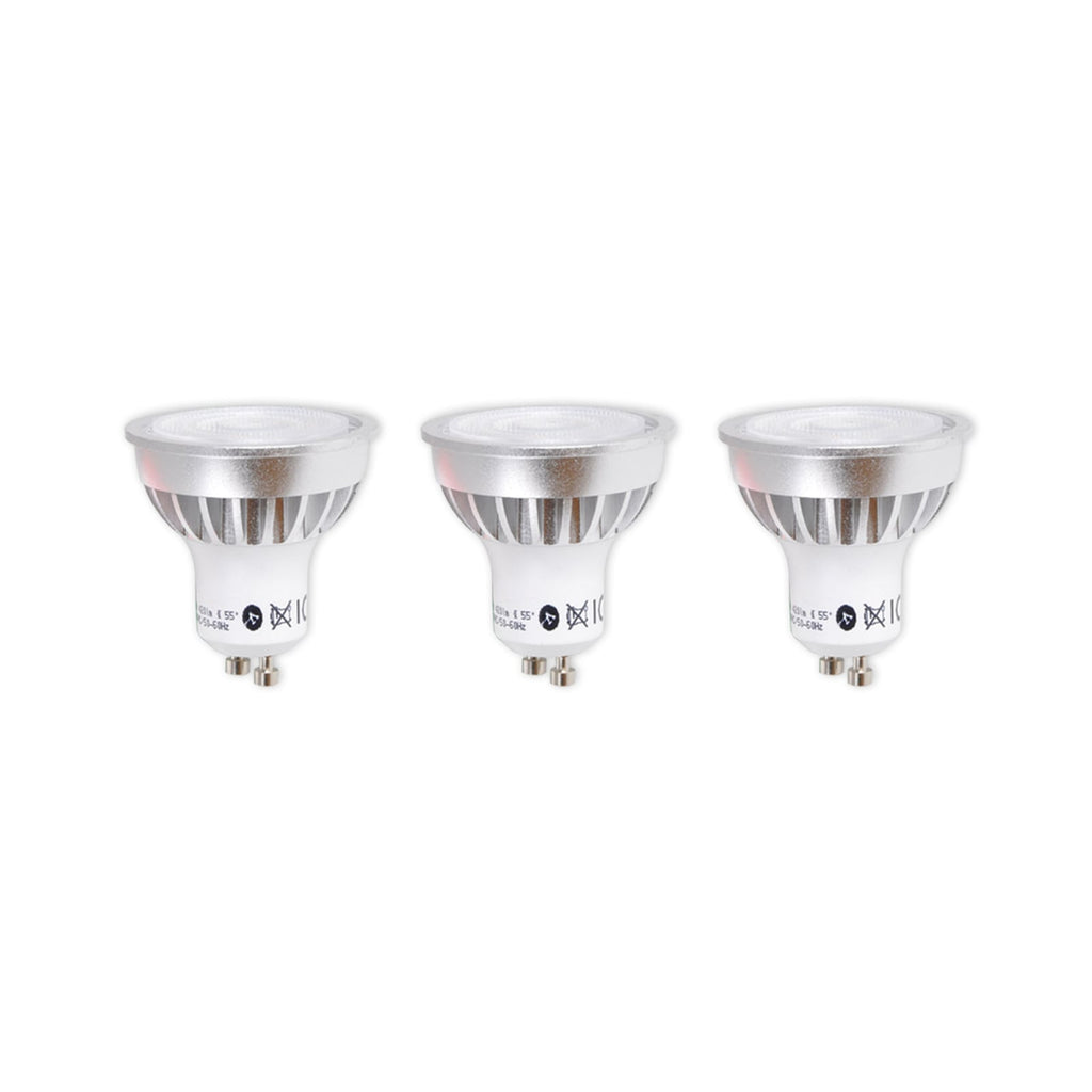 LED-reflektor GU10 5W 3000K varmhvit klar 3-pack forfra