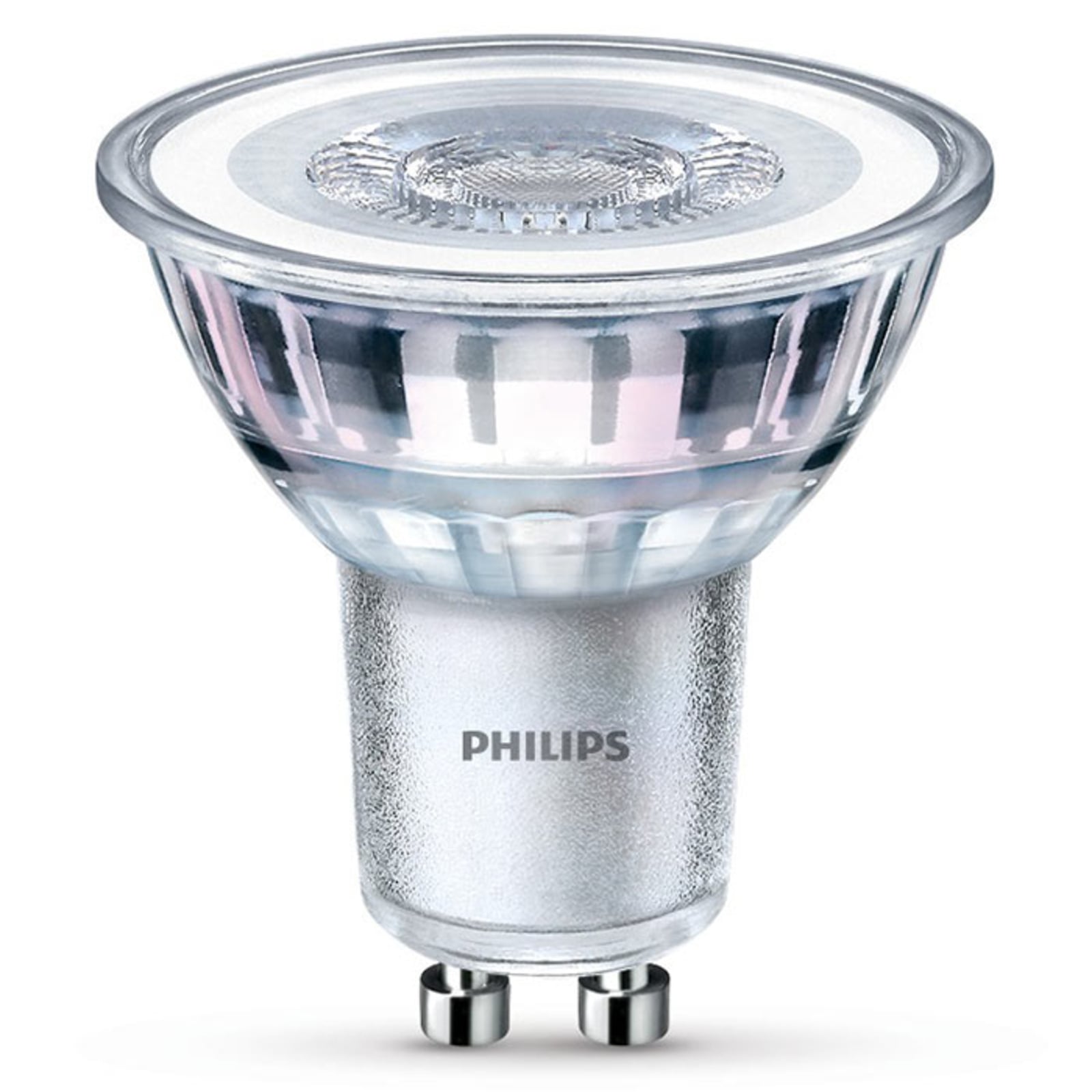 LED-reflektor GU10 PAR16 4,6W 2700K varmhvit klar Philips forfra