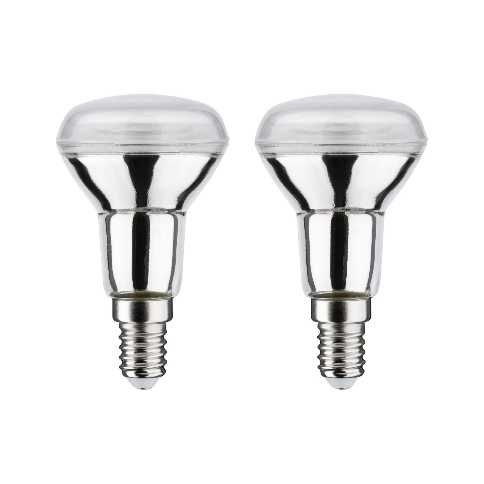 LED reflektorpære E14 R50 5W 2700K sølv 36° 2-pk - Paulmann forfra
