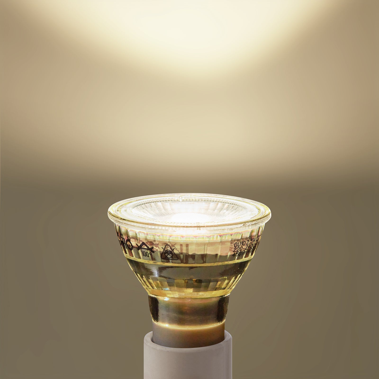 Montert LED reflektorpære GU10 2,5W 4000K 450lm glass