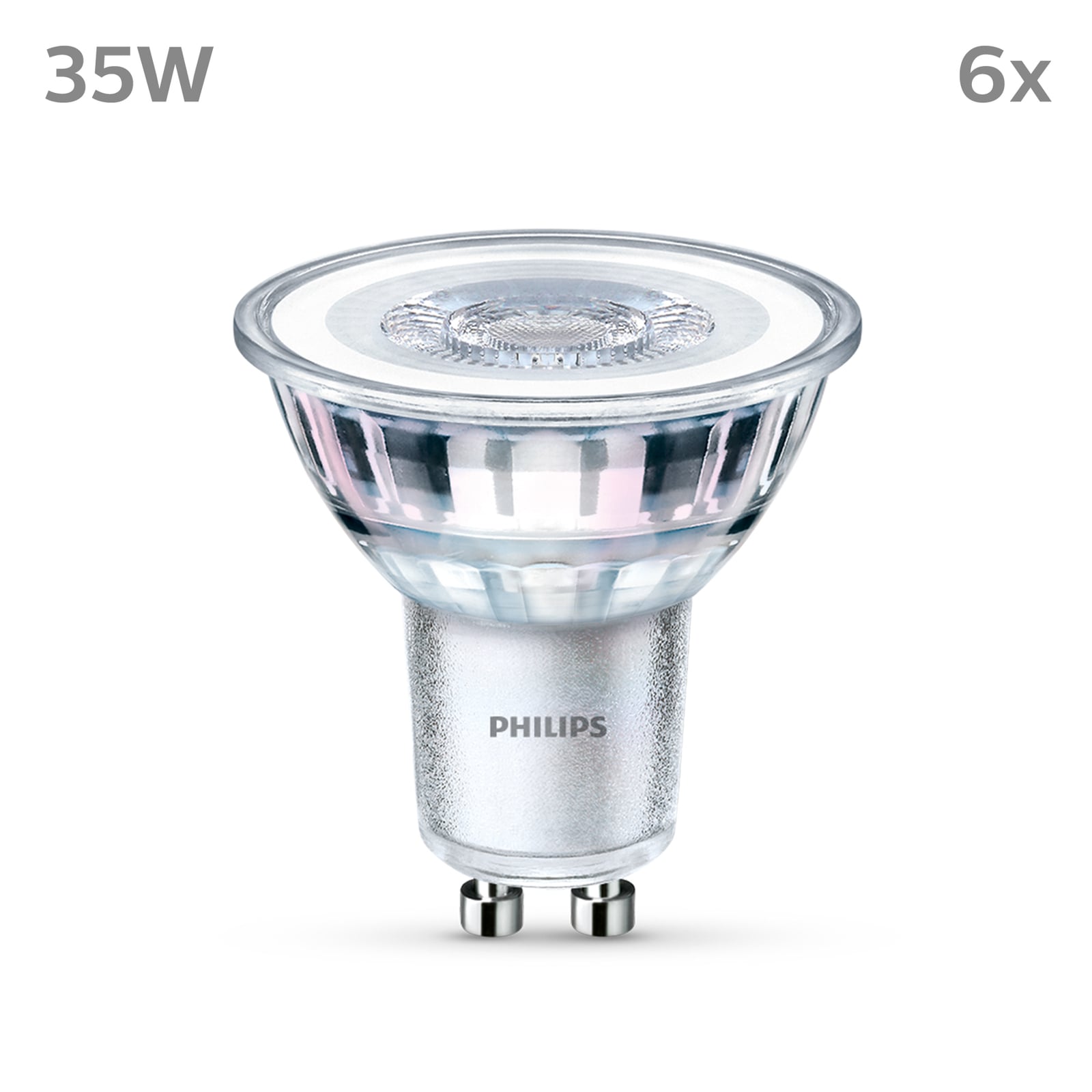 LED reflektorpære GU10 3,5W 4000K 36° klar Philips bakside