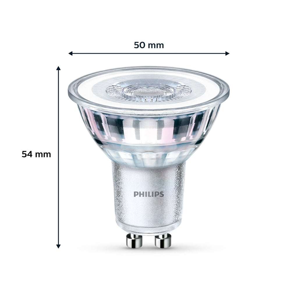 Detalj av LED reflektorpære GU10 3,5W 4000K 36° klar Philips