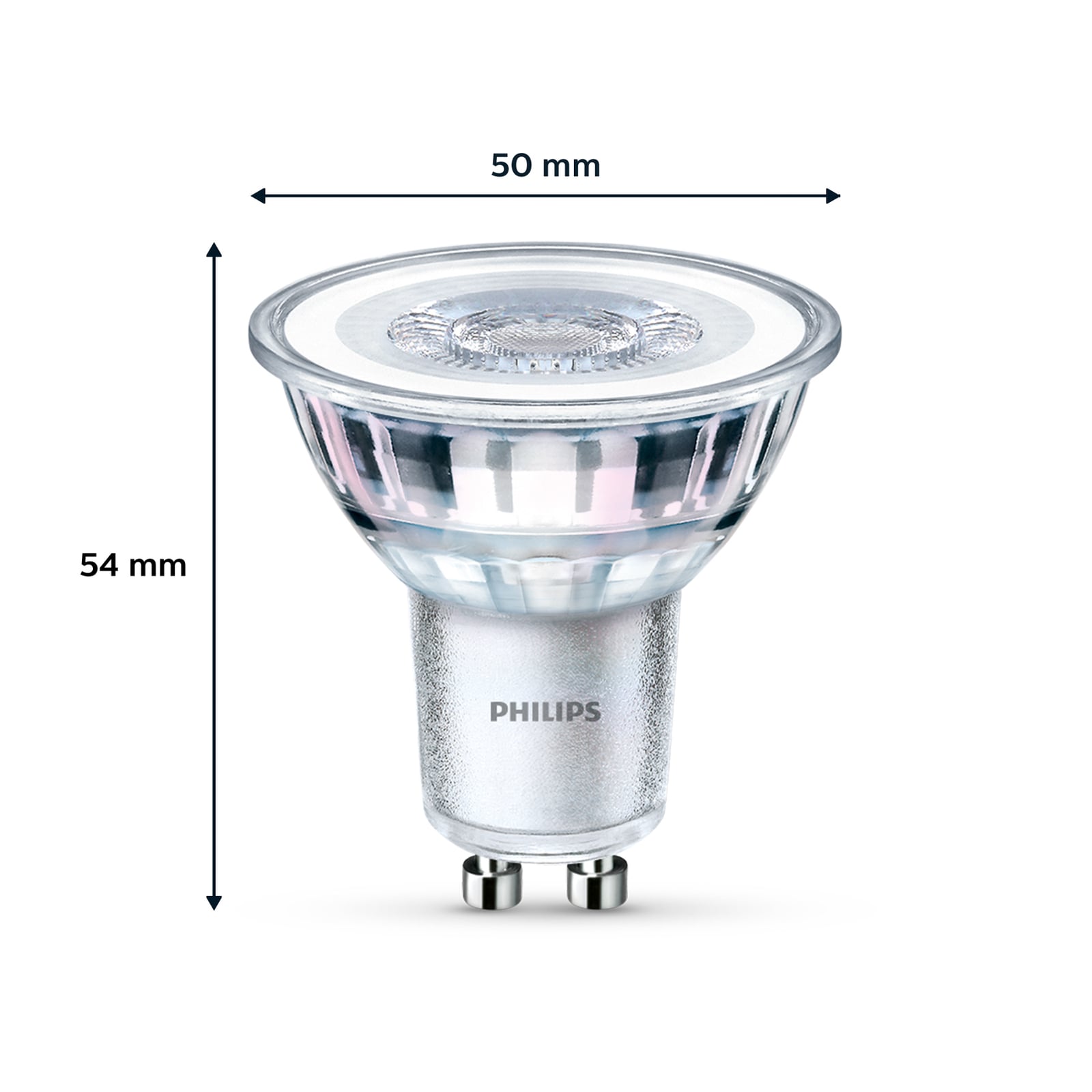Detalj av LED reflektorpære GU10 3,5W 4000K 36° klar Philips