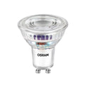 LED reflektorpære GU10 3,4W 2700K 600lm 100° klar fra OSRAM forfra