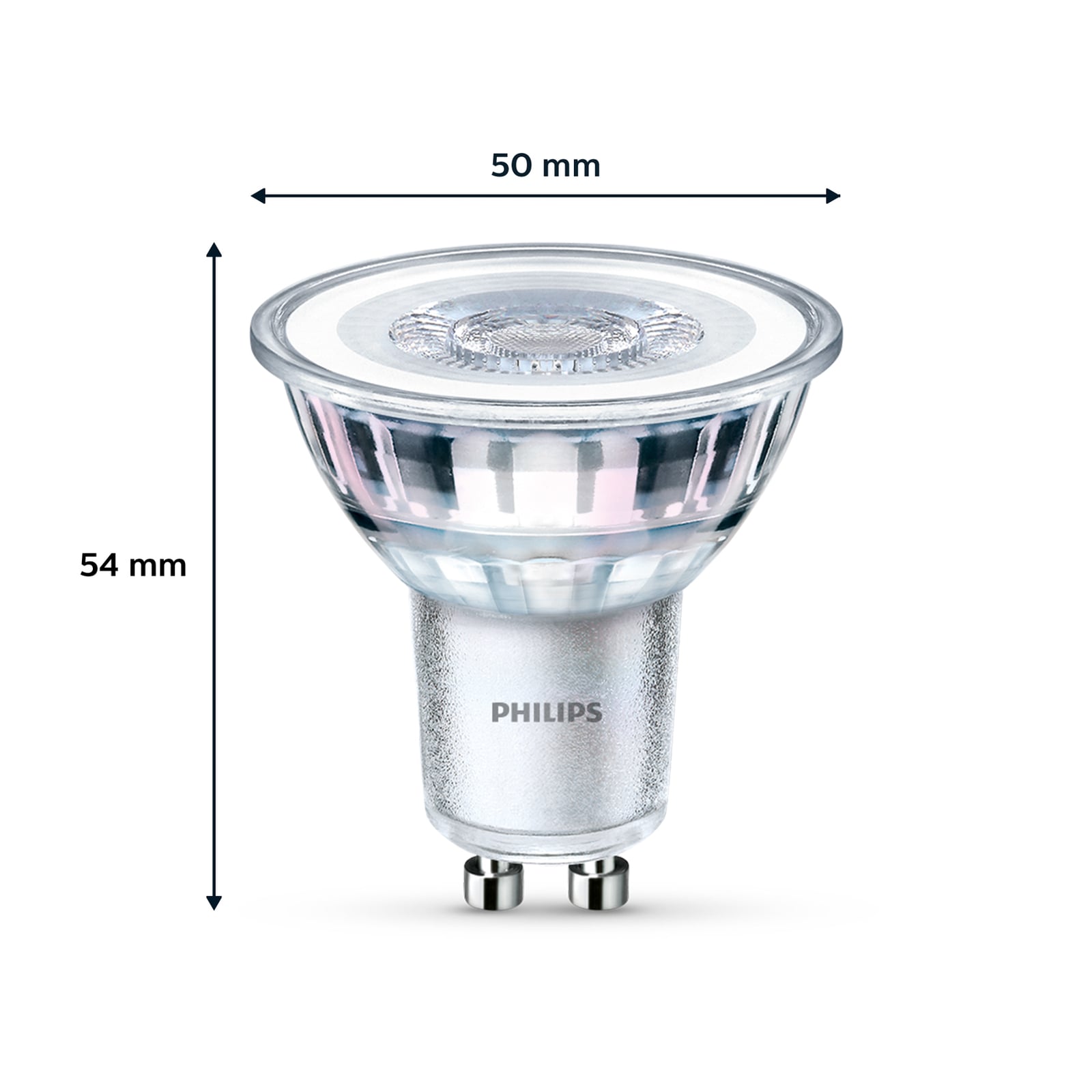 LED-reflektorpære GU10 3,5W 2700K 255lm klar 36° 6-pk - Philips detalj av sokkel