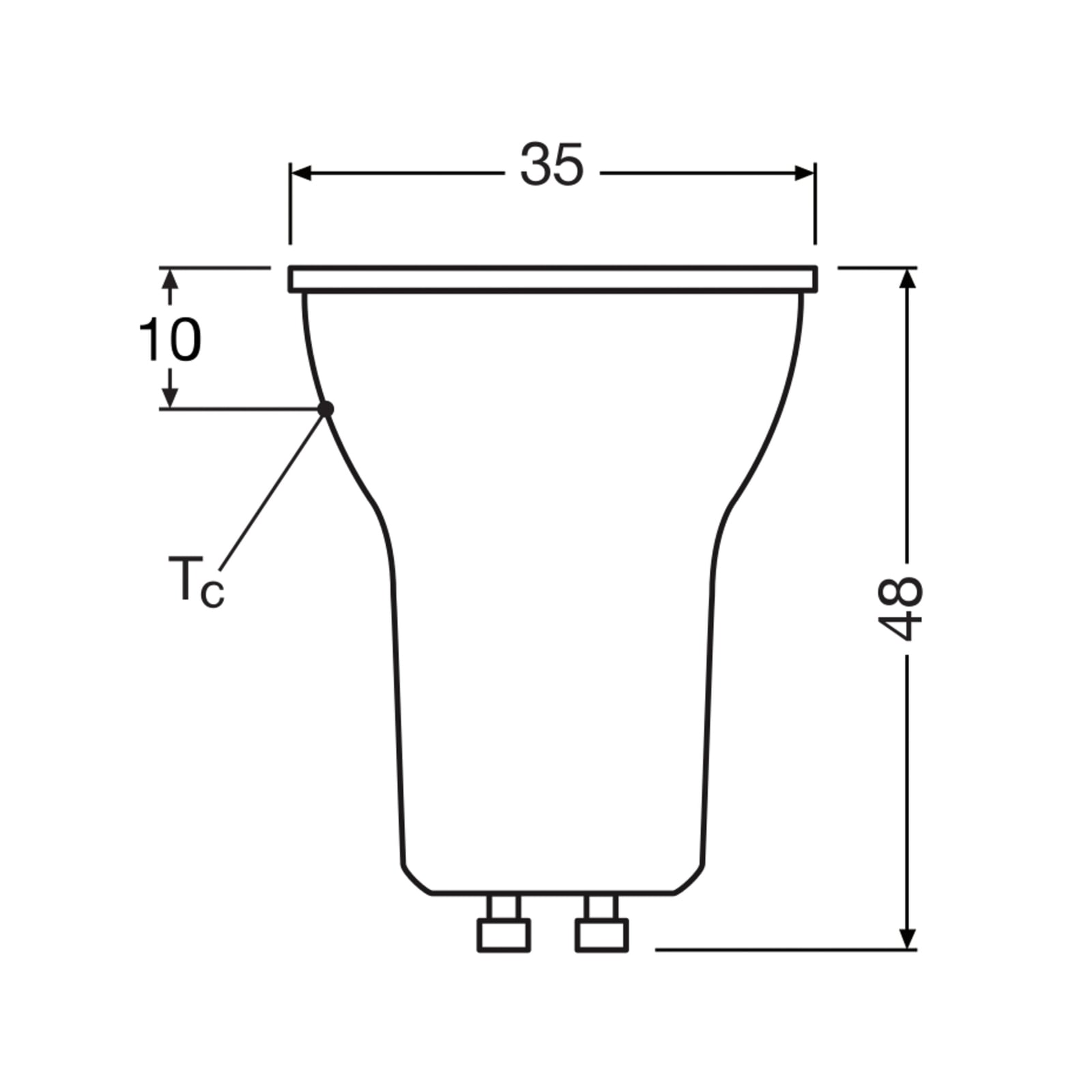 LED-reflektorpære GU10 3W 2700K 36° dimbar klar OSRAM bakside