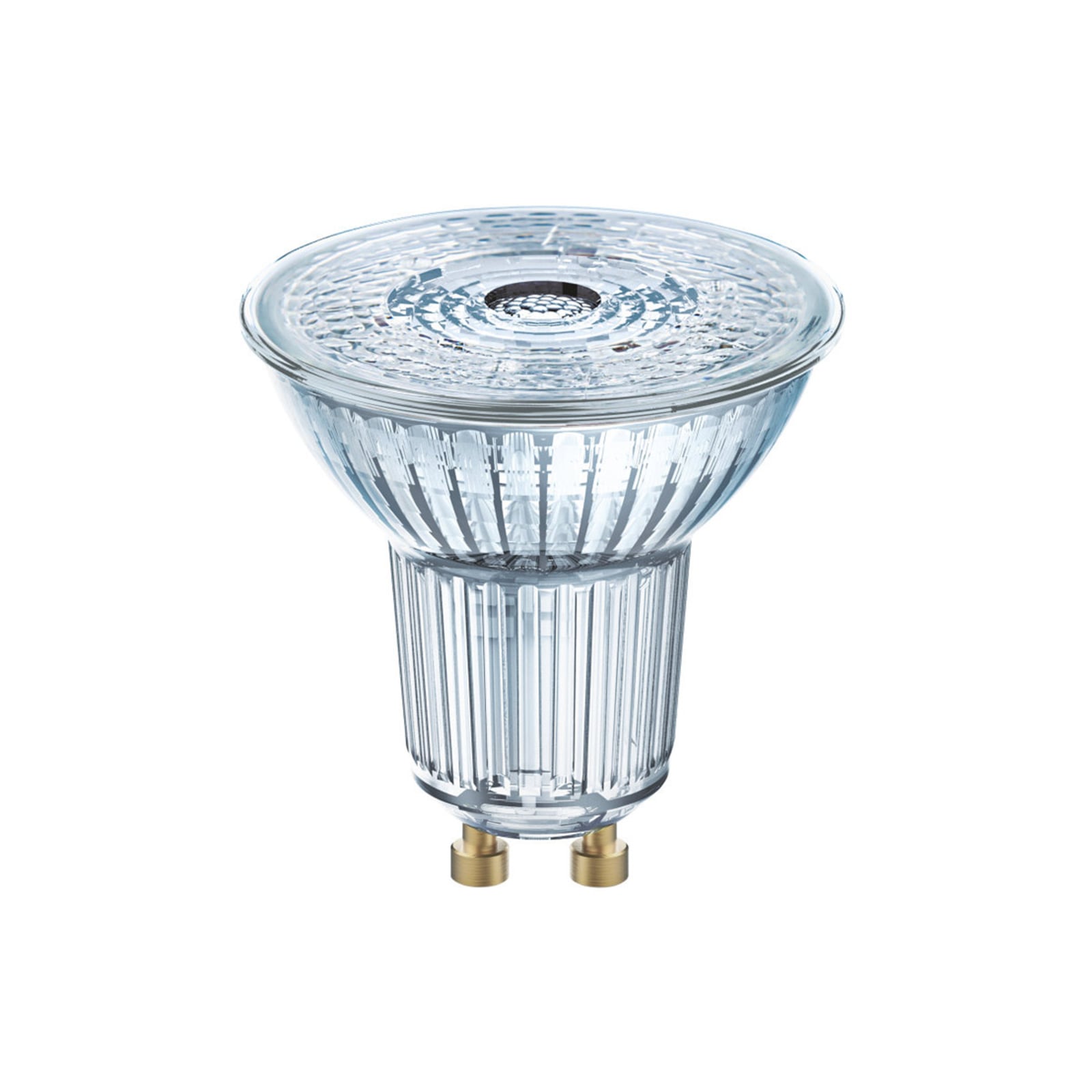 LED-reflektorpære GU10 4,3W 4000K 350lm 10-pack - OSRAM nærbilde klar glassoptikk