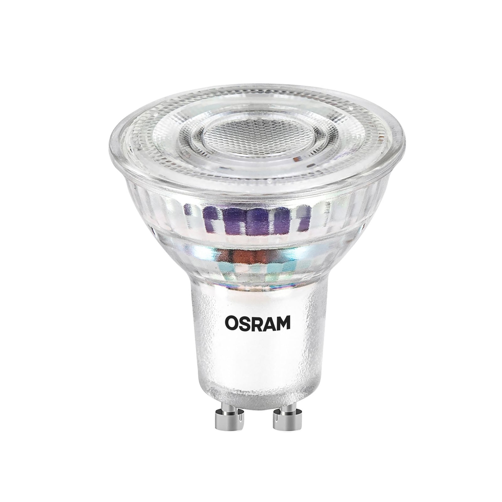 LED reflektorpære GU10 4,7W 2700K 100° klar 850 lm OSRAM forfra