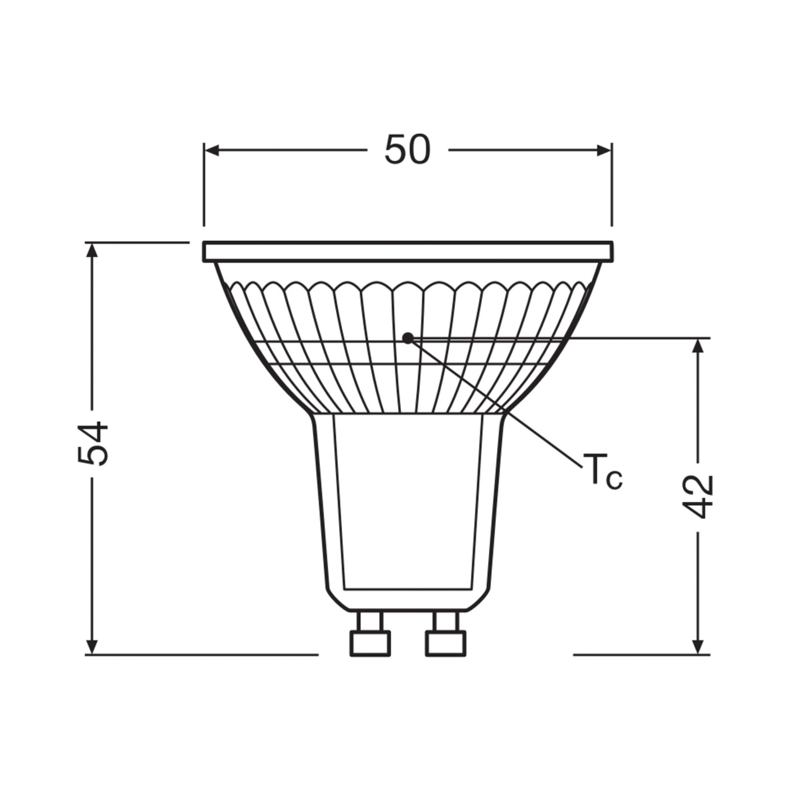 LED reflektorpære GU10 4,7W 2700K 100° klar 850 lm OSRAM bakside
