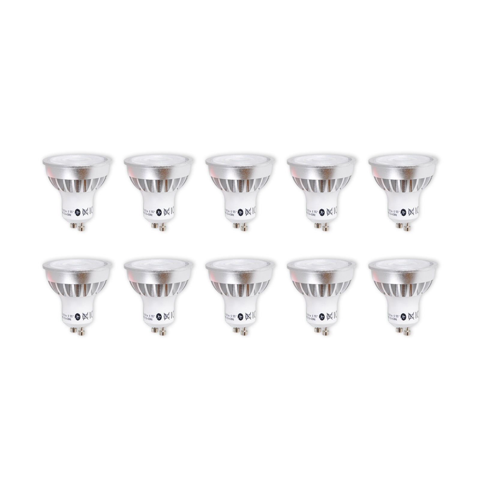 LED reflektorpære GU10 5W 3000K 420lm 55° klar 10-pakning - Lindby forfra
