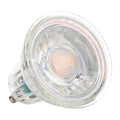 LED-reflektorpære GU10 5W 3000K dimbar klar glass Ra95 forfra