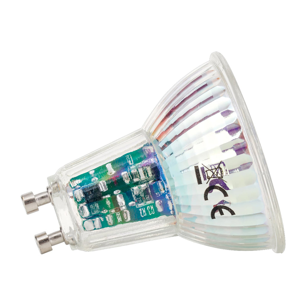 LED-reflektorpære GU10 5W 3000K dimbar klar glass Ra95 bakside