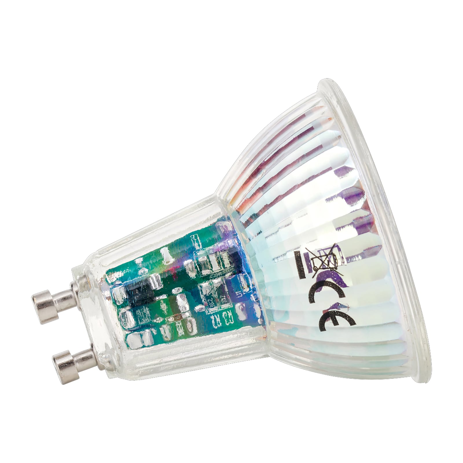 LED-reflektorpære GU10 5W 3000K dimbar klar glass Ra95 bakside