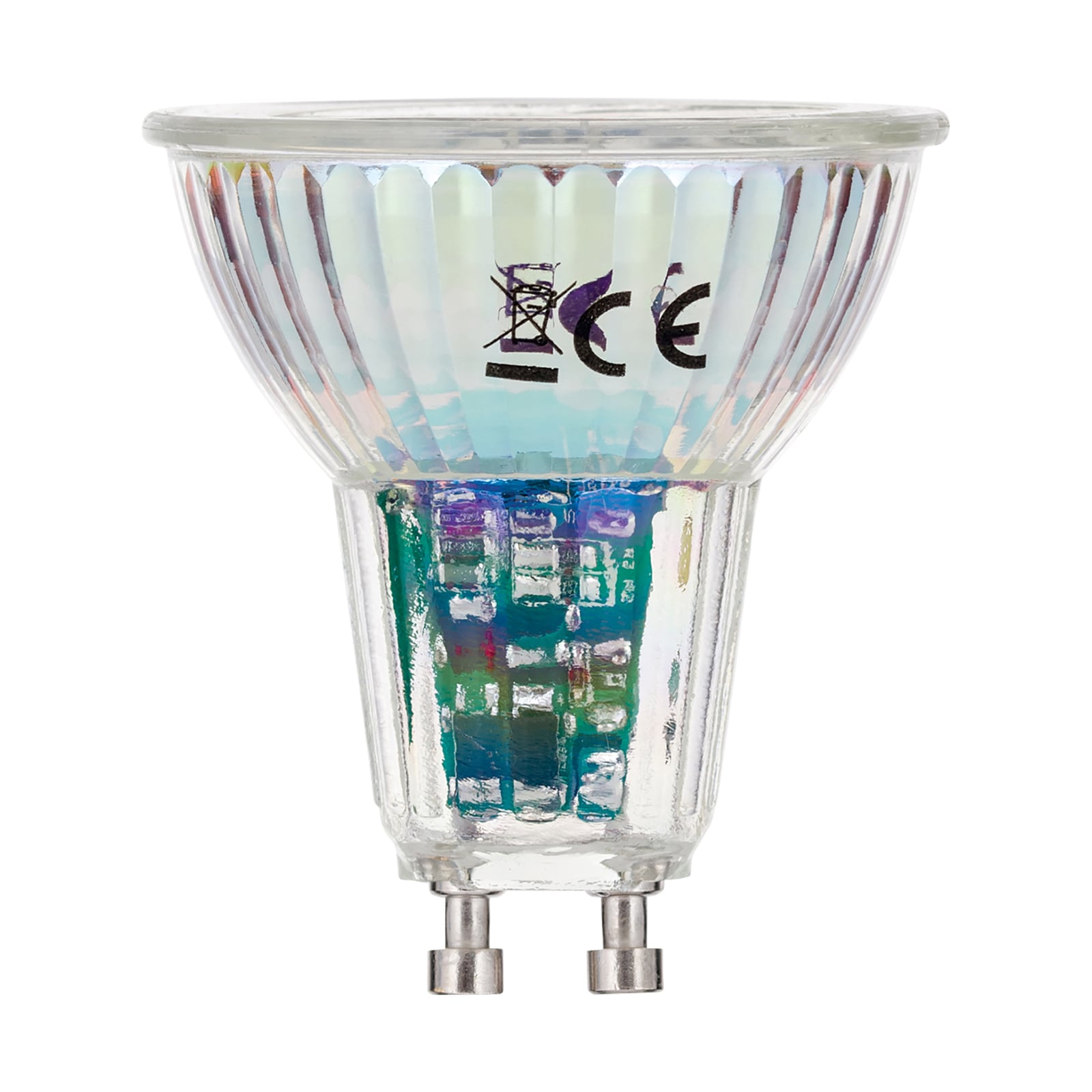 Detaljbilde av LED-reflektorpære GU10 5W 3000K dimbar klar glass Ra95