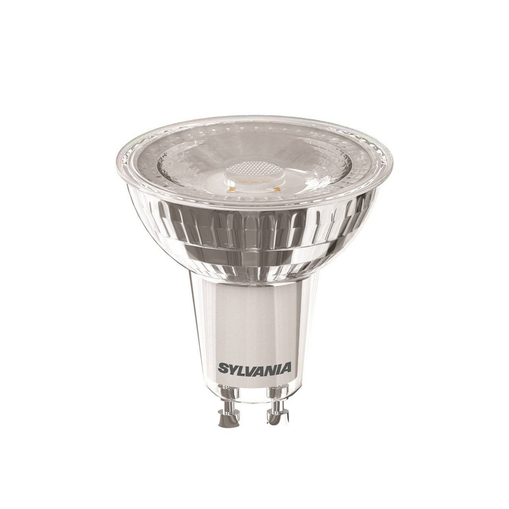 LED-reflektorpære GU10 5W 6500K dimbar klar glass 36° - Sylvania forfra