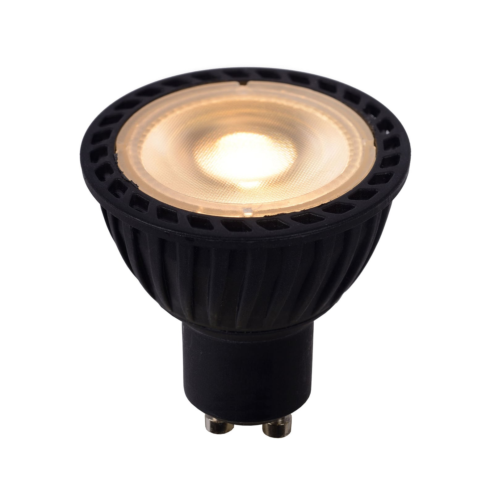 LED-reflektorpære GU10 5W dim-to-warm svart Ra95 - Lucide forfra