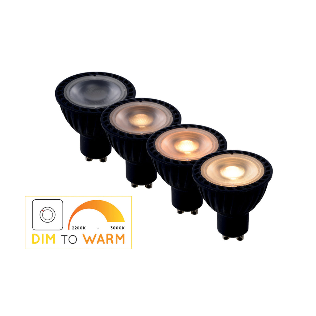 Montert LED-reflektorpære GU10 5W dim-to-warm svart Ra95 - Lucide i lampe
