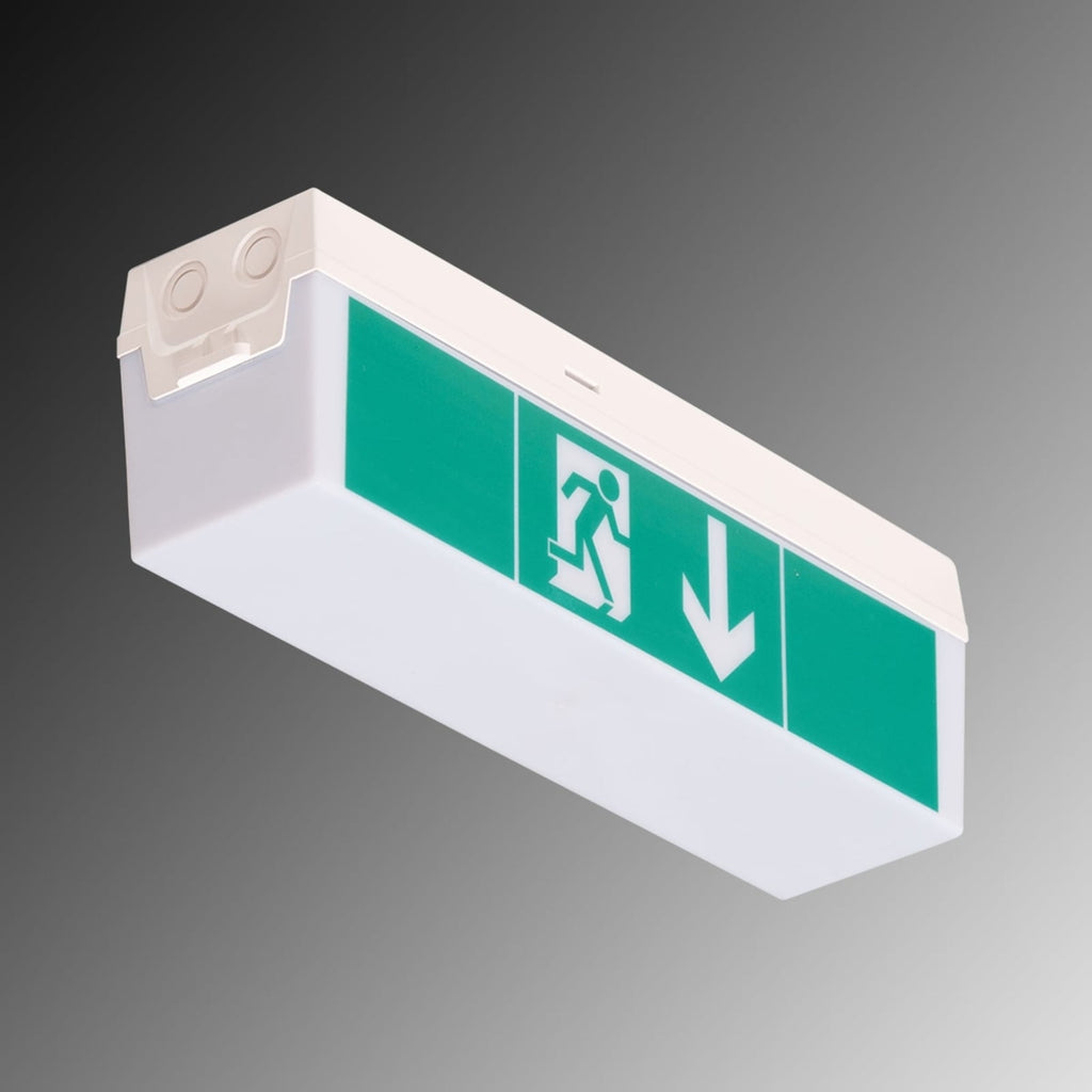 LED rømningsskilt C-Lux Standard enkeltbatteri IP54 forfra