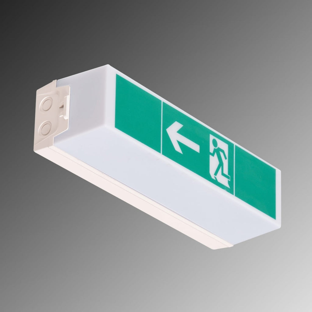 Bakside av LED rømningsskilt C-Lux Standard enkeltbatteri IP54